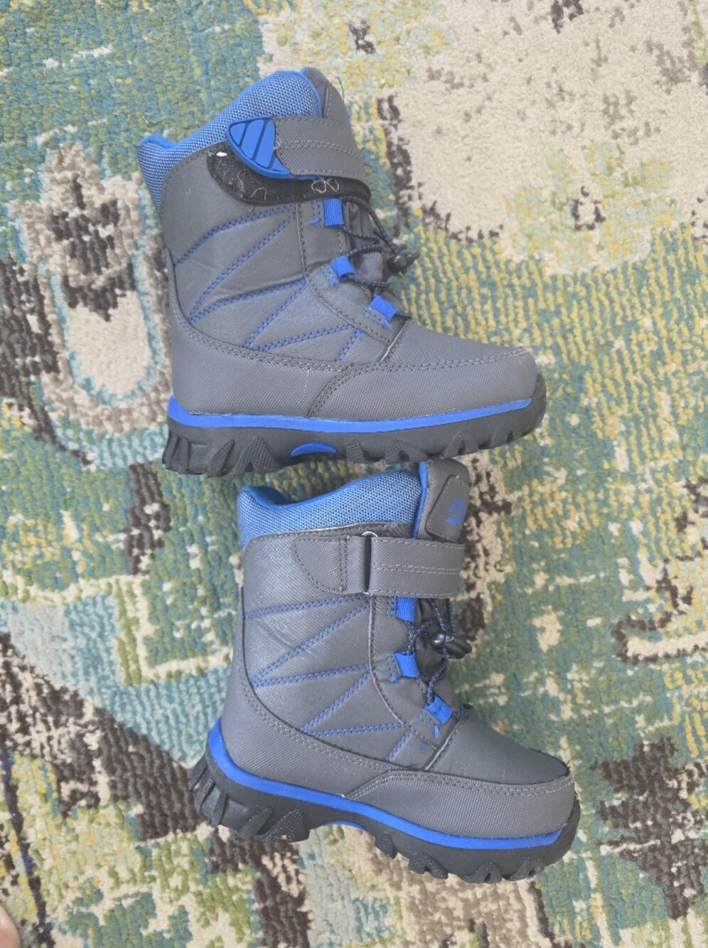 DSG Gray and Blue Kids Waterproof Snow Boots